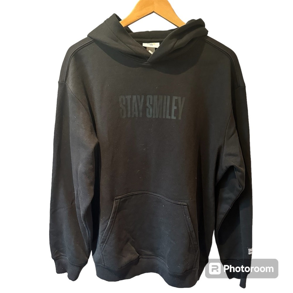Smiley x H&M Relaxed Fit Motif-Detail Hoodie Black‎ Size M